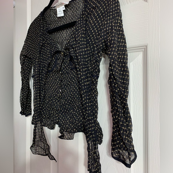 VTG Studio M 100% silk black/tan blouse, top with 3/4 sleeves - 0 - Picture 9 of 10